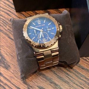 Michael Kors rose gold watch with navy face